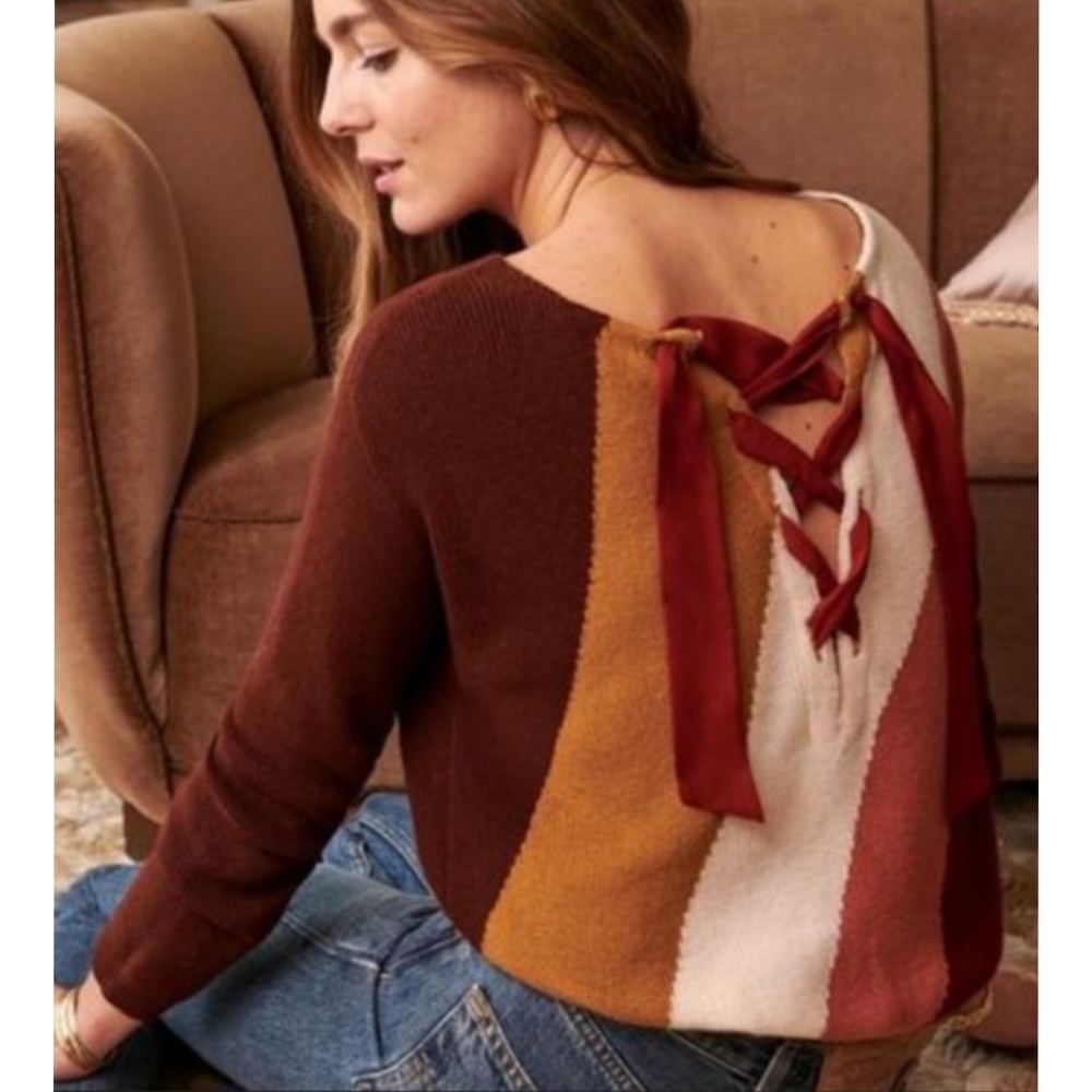 La Maille Sezane Crepin Tie Back Sweater